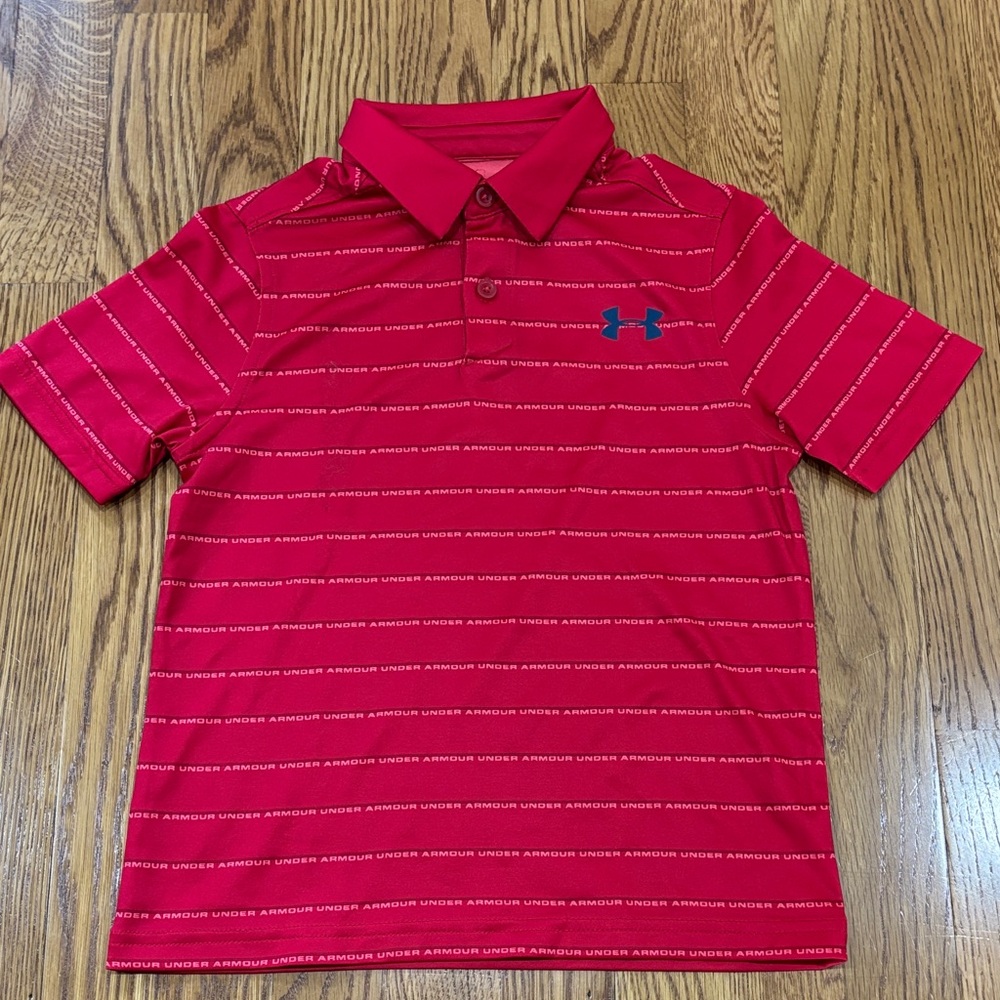 Under Armour Kids Polo Shirt in Red with Blue Logo